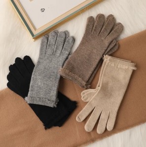 Winter Fashion Womens warm knitted Cashmere long Gloves custom design luxury knit plain gloves one size fits all for women