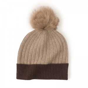 100% cashmere winter hat custom fitted women ladies girls rib knitted cuffed cashmere beanie hat cap