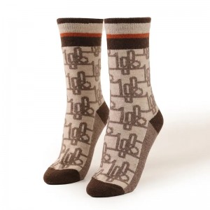 90% wool 10% Cashmere soft Bed Socks custom designer Winter warm women casual knitted jacquard cashmere socks
