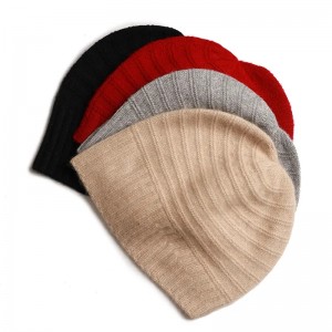 winter woolen pure cashmere beanie hat custom luxury fashion knitted women bennie cap with custom logo
