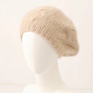 pure cashmere winter beret hat custom fashion women warm hand knitted beanie hat caps