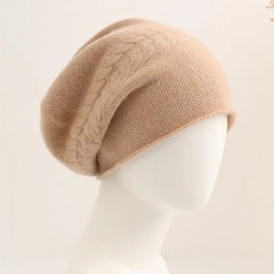 manufacturer wholesale custom winter hat rolled edge plain knitted 100% cashmere women thermal beanie cap