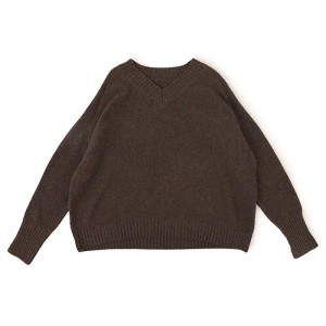 designer fashion v neck plain knitted pure cashmere oversize women’s sweater custom ladies girls top cashmere pullover