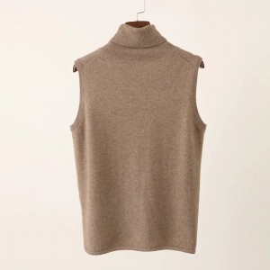 sleeveless turtle neck cashmere winter oversize women’s sweater vest custom plain knit women cashmere pullover