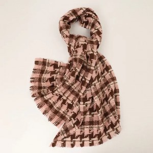 designer houndstooth pure wool scarves shawl custom fashion weave check tassel winter wool scarf stoles