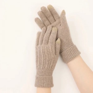 inner mongolia pure cashmere winter gloves custom touch screen knitted women thermal fashion full finger cashmere gloves mittens