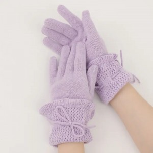 luxury fashion accessories women winter 100% cashmere knitted gloves ladies girls full finger warm gloves&mittens