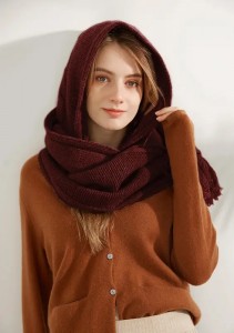 50% yak wool 50% wool Women poncho winter warm luxury fashion cable Knitted wool scarves shawl hoodie