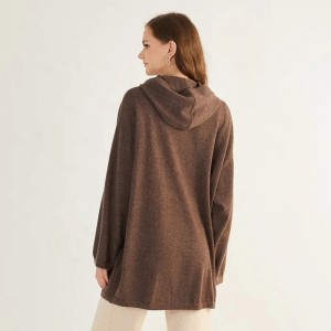 women cashmere hoodie plain knitted winter sweater pullover long sleeve crop hoodie