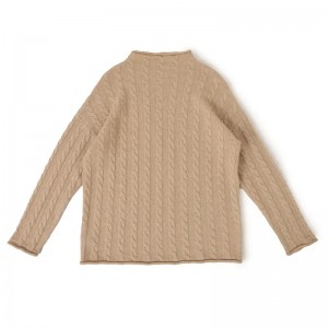 rolled cable knitted pure cashmere pullover custom fashion oversize winter women’s sweater knitwear