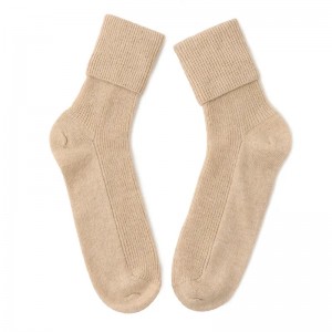 High Quality Casual Folded socks Thick Autumn Winter Knitted Warm 100% Cashmere Bed Socks for Women