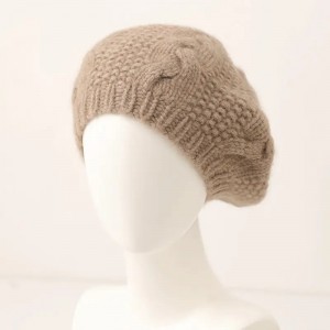 pure cashmere winter beret hat custom fashion women warm hand knitted beanie hat caps
