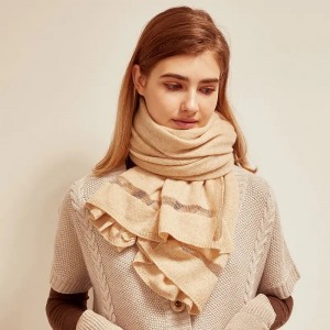 inner mongolian pure 100% cashmere solid color knitted scarf shawl for women