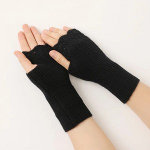 designer hollow flower decoration women winter gloves knitted fingerless women fashion cashmere gloves & mittens