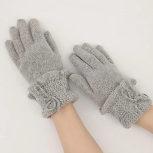 luxury fashion accessories women winter 100% cashmere knitted gloves ladies girls full finger warm gloves&mittens