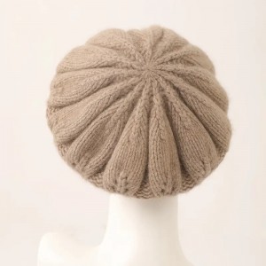 designer hand knitted pure cashmere beret custom logo fashion women warm cashmere winter beanie hat
