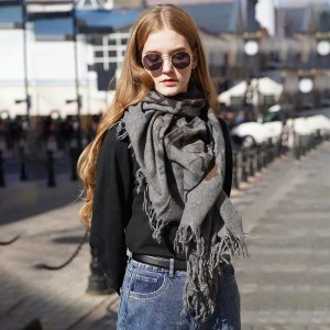 custom luxury winter cashmere print square scarves women neck warm fashion 100% pure cashmere scarf for women