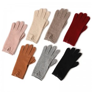 custom full finger fashion cute 100% pure goat cashmere plain Winter Gloves knitted winter Warm ladies luxury cashmere glove