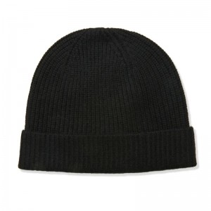 100% cashmere winter hat cap custom logo plain color women men knitted cuffed cashmere beanie hat