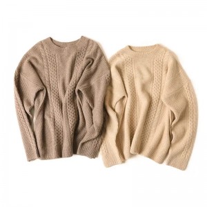 plus size women’s sweater custom winter ladies girls cable knitted crew neck oversize cashmere pullover sweater