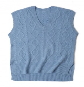 custom Knitting Fashion Comfortable Cashmere V-Neck Women Sweater cable design sleeveless men pullover