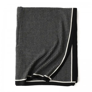 2022 new design jacquard knitted houndstooth 100% cashmere scarf shawl for women