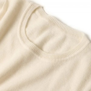 plus size 100% cashmere women’s sweater plain knitted top crew neck girls white short sleeve cashmere pullover