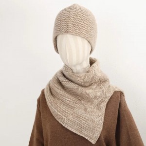 manufacturer wholesale inner mongolian cashmere snood scarf women winter warm cable knitted beanie hat scarves one set