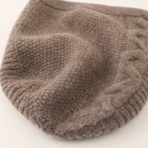 100% pure wool winter hat custom fashion women ladies winter warm   cable knitted cashmere wool beanie hat