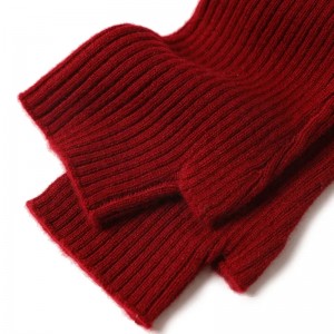 winter custom made OEM men ladies fingerless knitted 100% cashmere mittens plain rib cashmere custom cute warm gloves for women