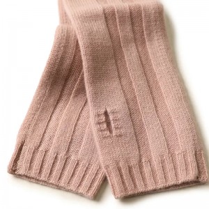 Custom design logo knitted cashmere winter long arm warmer ladies fashion mittens cute knit thermal fingerless gloves for women