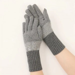 100% cashmere winter gloves mitten touch screen cable knitted women men thermal fashion full finger cashmere gloves