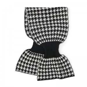 winter ladies houndstooth 26Nm yarn knitted jacquard pure cashmere scarf stoles neck warmer