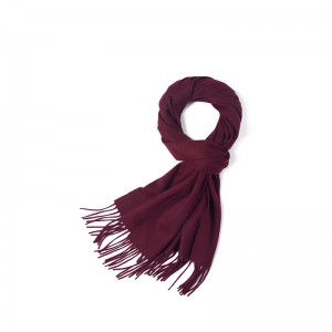 Plain woven Cashmere and wool blended solid scarf with tassel