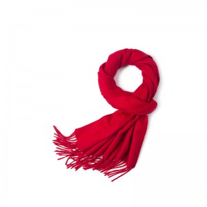 Plain woven Cashmere and wool blended solid scarf with tassel
