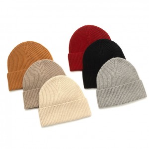 Ribb knitted 100% cashmere skiing beanie for women