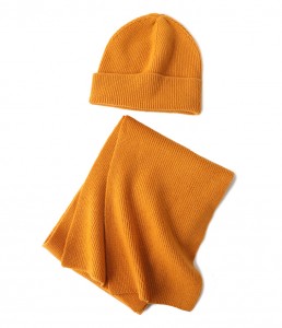 New Styles Rib Knitting 100%Cashmere Kid scarf hat set Winter baby winter cashmere scarf and beanie