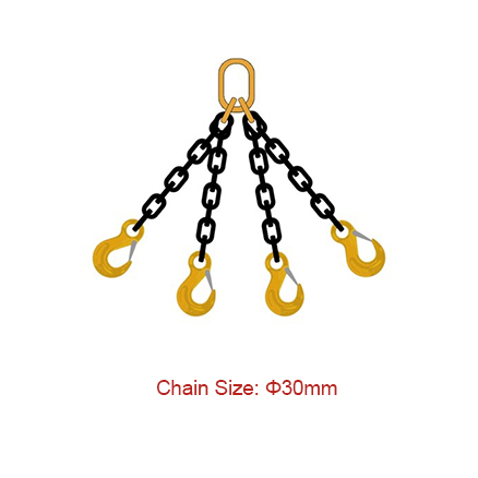 OEM/ODM China Lifting Round Steel Link Chain - Grade 80 (G80) Chain Slings – Dia 30mm EN 818-4 Four Legs Chain Sling – Chigong
