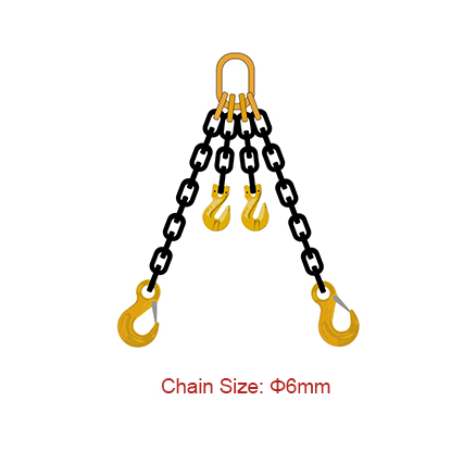 Newly Arrival Grade 80 Lifting Chain - Grade 80 (G80) Chain Slings – Dia 6mm EN 818-4 Two Legs Sling With Shortener – Chigong