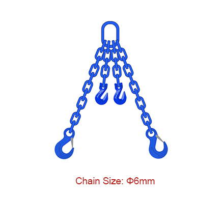Special Design for 4 Leg Lifting Chains - Grade 100 (G100) Chain Slings – Dia 6mm EN 818-4 Two Legs Sling With Shortener – Chigong