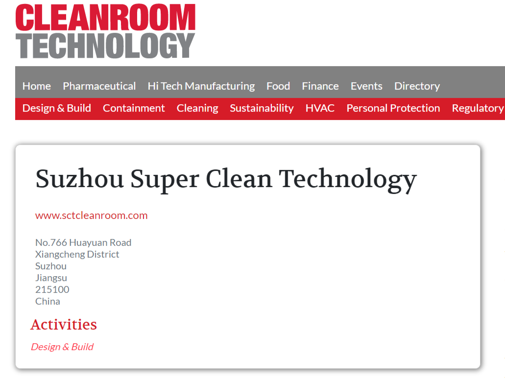 CLEANROOM TECHNOLOGY RELEASE OUR NEWS ON THEIR WEBSITE