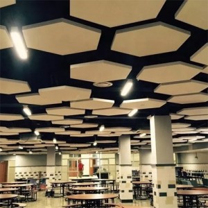 suspended Hexagon glass fiber sound proofing acoustic panel for office