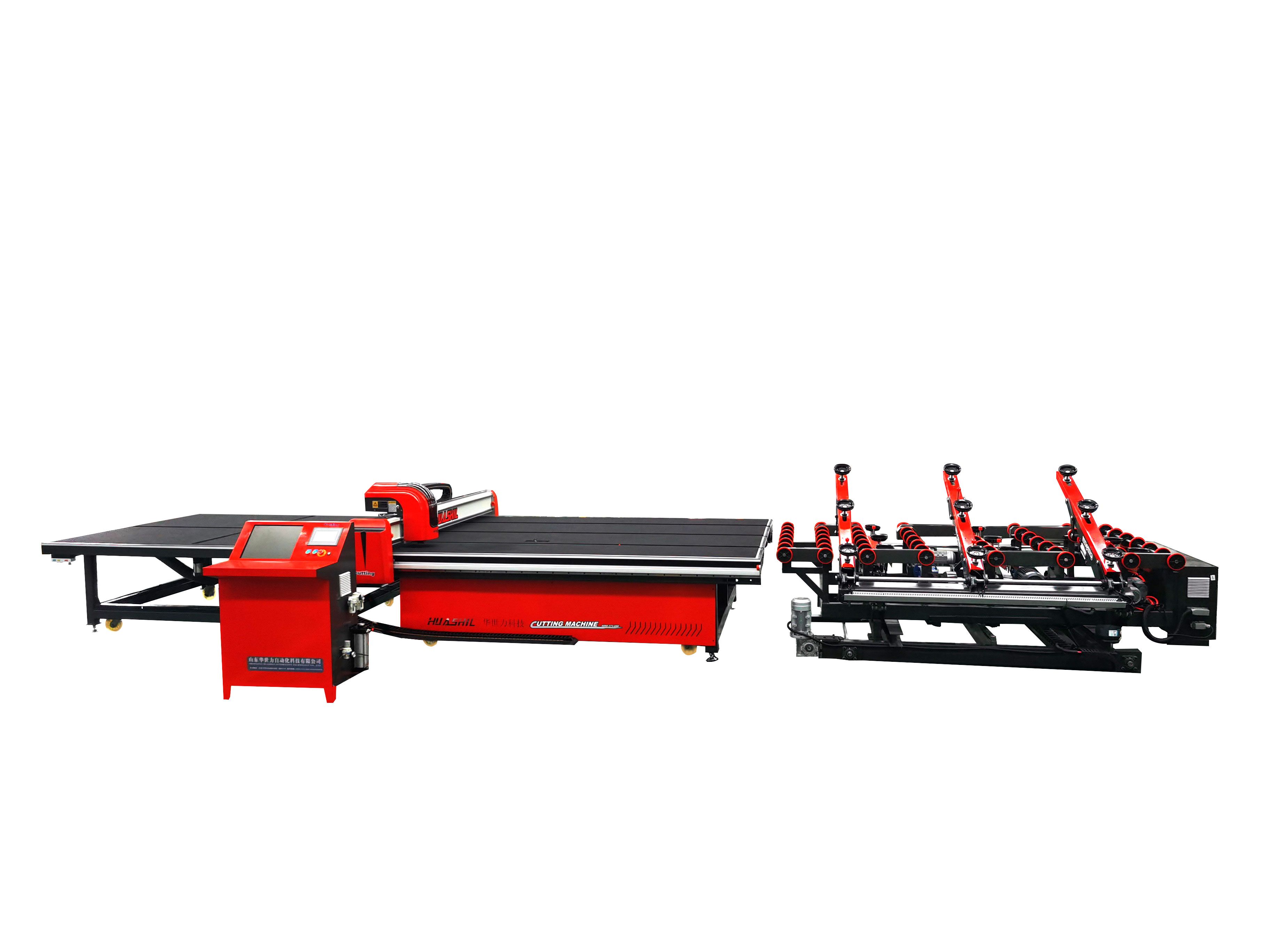 High definition Shaped Mirror Cutting Machine - Double side loading four stations Glass cutting line glass cutting machine – Huashili