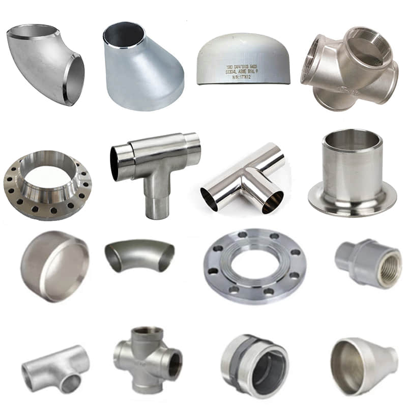 Stainless steel pipe fittings, flange and elbow.