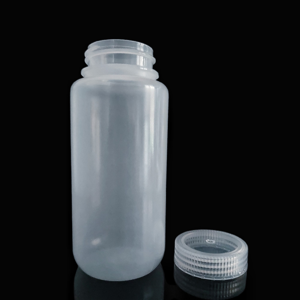 एचडीपीई/पीपी वाइड-माउथ 500 मिलीलीटर प्लास्टिक अभिकर्मक बोतलें, प्रकृति/सफेद/भूरा