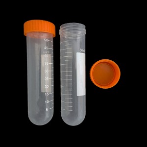 PP Centrifuge Tube with Screw Cap, 50ml,  Round Bottom, Clear Graduation