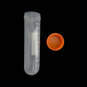 PP Centrifuge Tube with Screw Cap, 50ml,  Round Bottom, Clear Graduation
