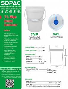 7L ROUND WIPE PAIL WITH LID