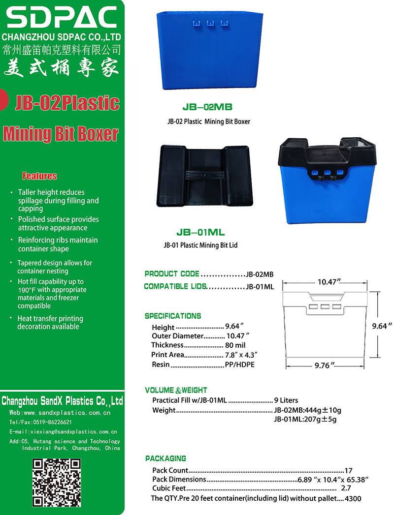 Factory source 5 Gallon Food Level Plastic Bucket - JB02 MINING BIT BOXER – SDPAC