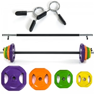 Fitness Weight Lifting Strength Training Aerobic Pump Barbell Weight Plates Set
